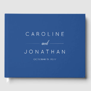 Modern Minimal Script French Blue Custom Wedding Guest Book