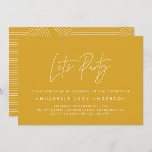 Modern minimal script geometric mustard birthday  invitation