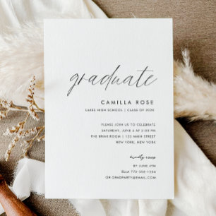 Modern Minimal Script Graduate Party Invitation