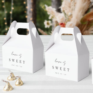 Modern Minimal Script Love is Sweet Wedding Favor Box