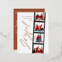 Modern minimal script multi photo christmas rust