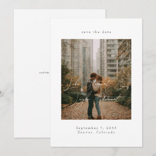 Modern Minimal Script Over Photo Wedding  Save The Date