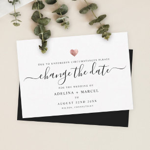 Modern Minimal Script Rose Gold CHANGE THE DATE Save The Date