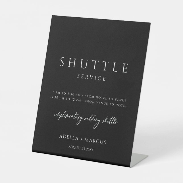 Modern Minimal Script Shuttle Service Wedding Sign (Front)
