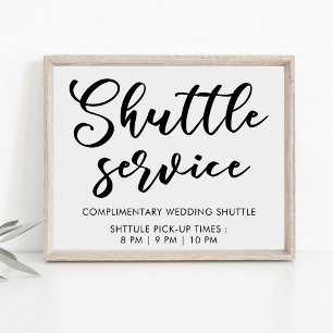 Modern Minimal Script Shuttle Service Wedding Sign