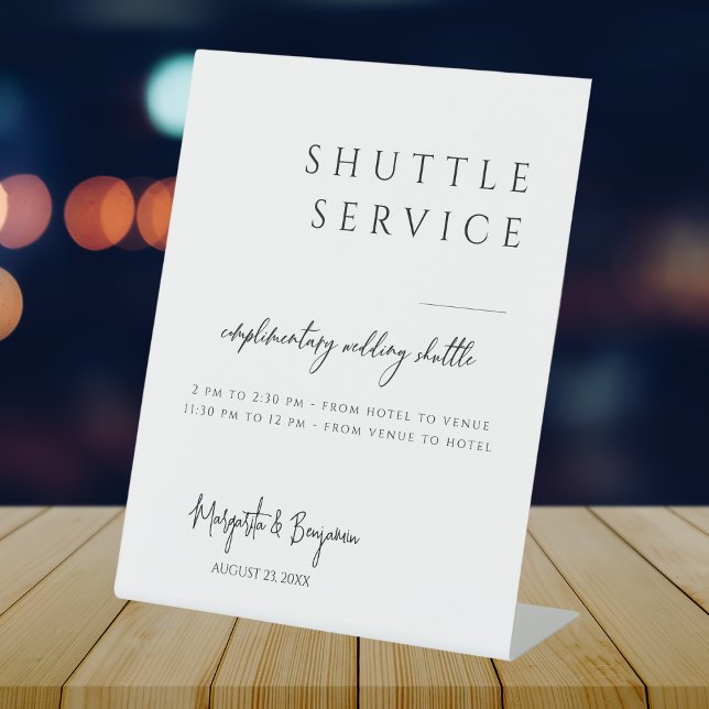 Modern Minimal Script Shuttle Service Wedding Sign (Creator Uploaded)