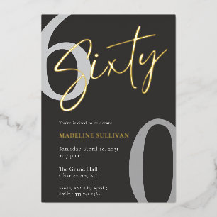 Modern Minimal Script Sixty 60th Birthday Party