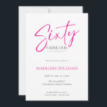 Modern Minimal Script Sixty 60th Birthday Party Invitation<br><div class="desc">Modern Script Sixty Birthday Celebration design with elegant calligraphy and a minimalist layout. Perfect for a stylish 60th birthday celebration,  this clean and timeless typography style creates a sophisticated and memorable event announcement.</div>