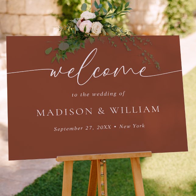 Modern Minimal Script Terracotta Wedding Welcome Poster (Creator Uploaded)