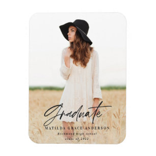 Modern minimal script typography graduation magnet