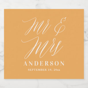 Modern minimal script typography wedding wine labe sparkling wine label