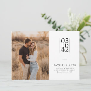 Modern Minimal Serif Wedding Photo Save the Date