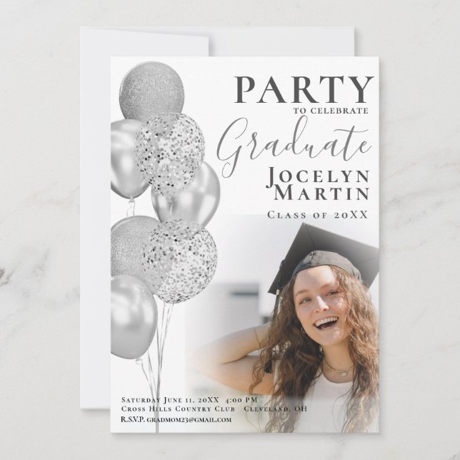 Modern Minimal Sheer Overlay Graduation Invitation (Front)