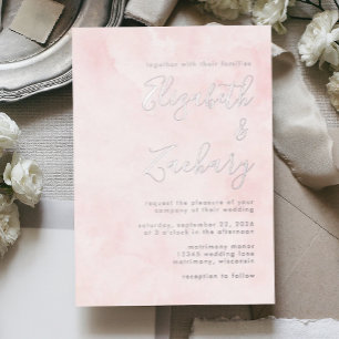 Modern Minimal Silver Script Blush Pink Wedding