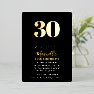 MODERN MINIMAL simple 30th party black white gold