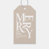 Modern minimal simple beige Christmas Gift Tags (Front)