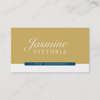 MODERN MINIMAL simple black colour old gold navy Business Card