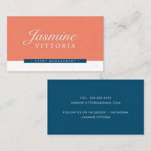MODERN MINIMAL simple black colour orange navy Business Card