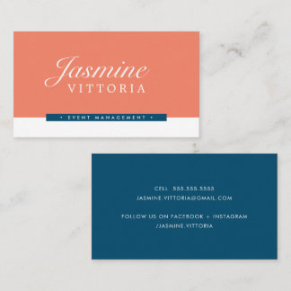 MODERN MINIMAL simple black colour orange navy Business Card