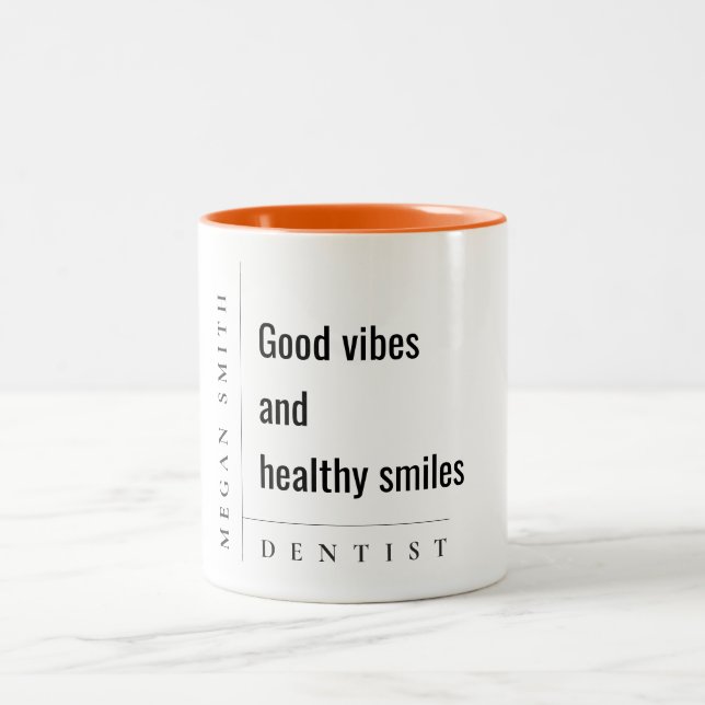 Modern Minimal Simple Bold Smile Dentist Gift Two-Tone Coffee Mug (Center)