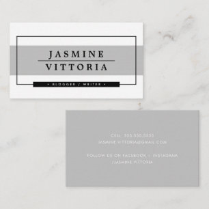 MODERN MINIMAL simple border pale grey band Business Card