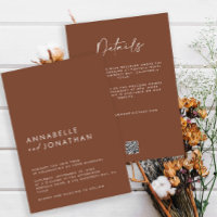 Modern Minimal simple brown Wedding Details QRCode