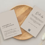 Modern Minimal simple grey Wedding Details QR Code Invitation<br><div class="desc">Modern minimal simple elegant simple grey and black wedding,  details and QR code invitation. Part of a modern collection.</div>