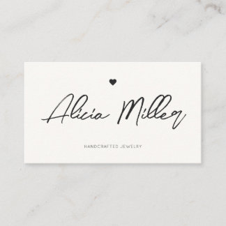Modern Minimal Simple Handwritten QR Code Heart Business Card