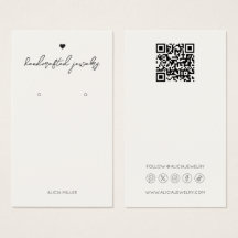Modern Minimal Simple Heart Earrings Display Card