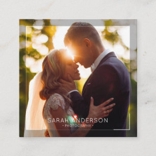 Modern Minimal Simple Photo Photographer Clean Square Business Card