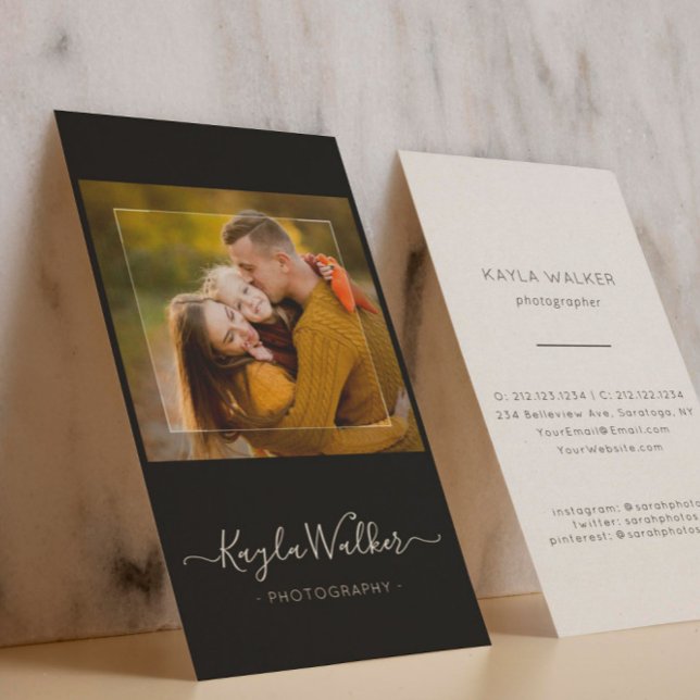 Modern Minimal Simple Photo Photographer Trendy Business Card (Creator Uploaded)