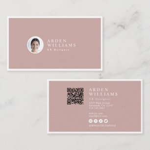 Modern Minimal Simple Professional QR code Photo Business Card