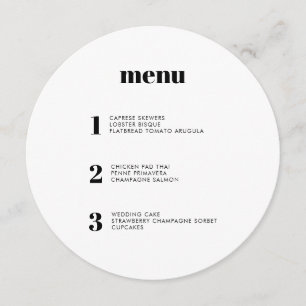Modern Minimal Simple Round Circle Wedding Menu 