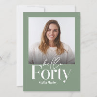 Modern minimal simple sage green 40th birthday