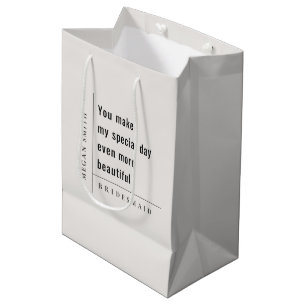 Modern Minimal Simple Special Bridesmaid Gift Medium Gift Bag