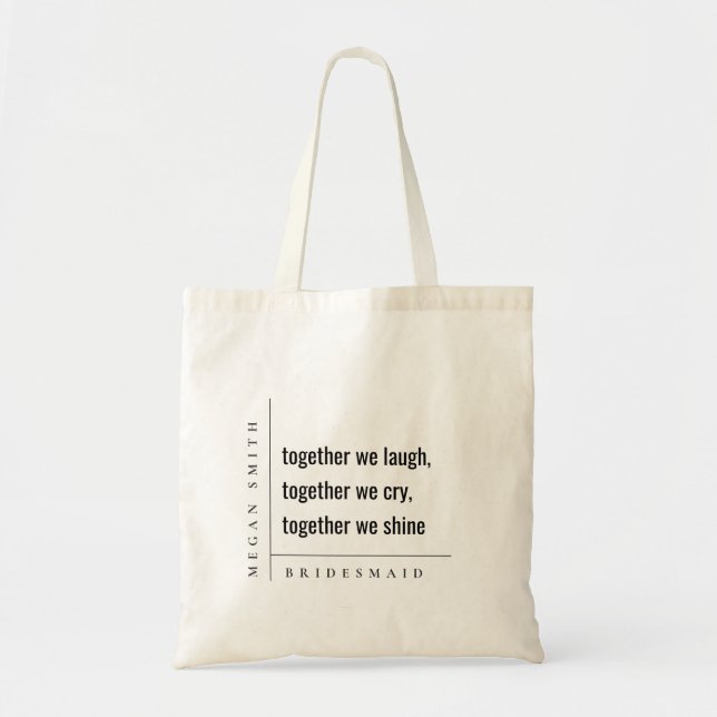 Modern Minimal Simple Together Bridesmaid Gift Tote Bag (Front)