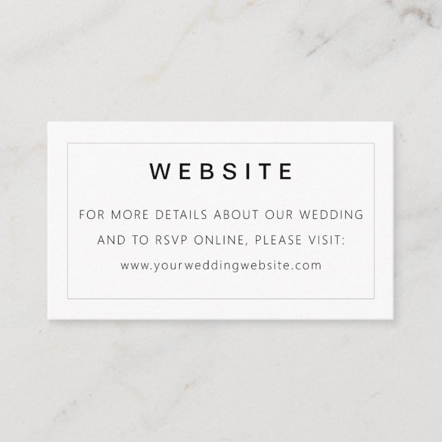 Modern Minimal Simple Typography Wedding Website Enclosure Card (Front)