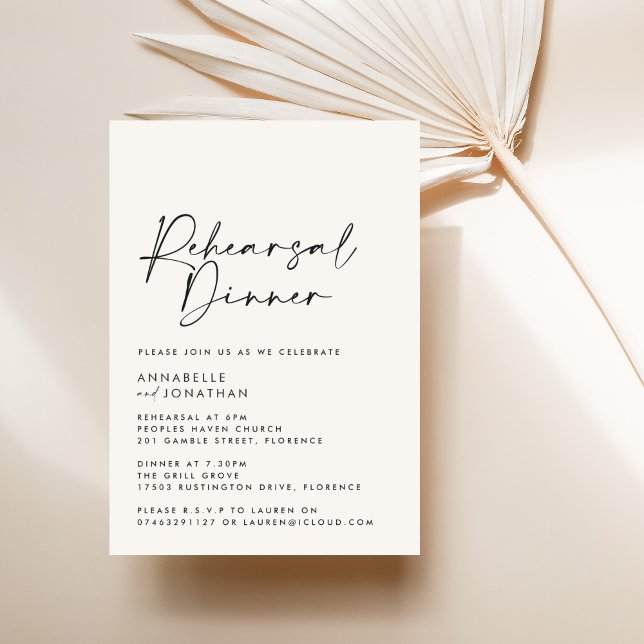 Modern Minimal simple Wedding Rehearsal Dinner Invitation (Creator Uploaded)