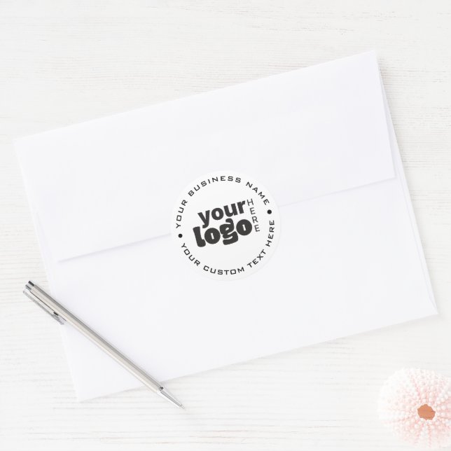 Modern Minimal Simple Your Logo Here Classic Round Sticker (Envelope)