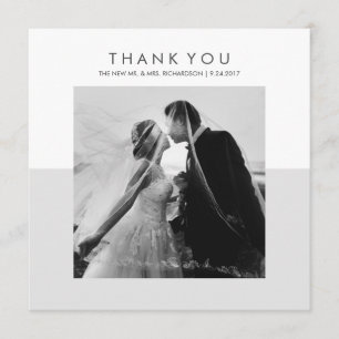 Modern Minimal Soft Grey Wedding Thank You Photo