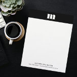 Modern Minimal Solid Black White Custom Monogram Letterhead<br><div class="desc">Modern Minimal Solid Black White Custom Monogram Letterhead</div>