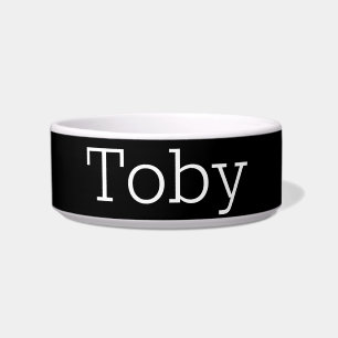 Modern MInimal Solid Colour Black Custom Name Pet Bowl