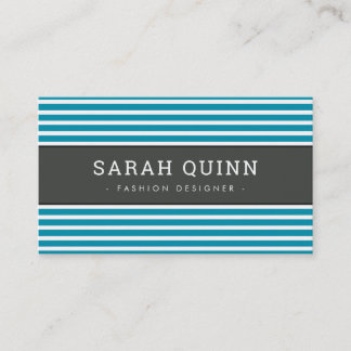 MODERN MINIMAL STRIPE aqua blue dark grey white Business Card