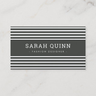 MODERN MINIMAL STRIPE dark charcoal grey white Business Card