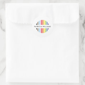 MODERN MINIMAL stripe logo rainbow pride LGBTQ Classic Round Sticker