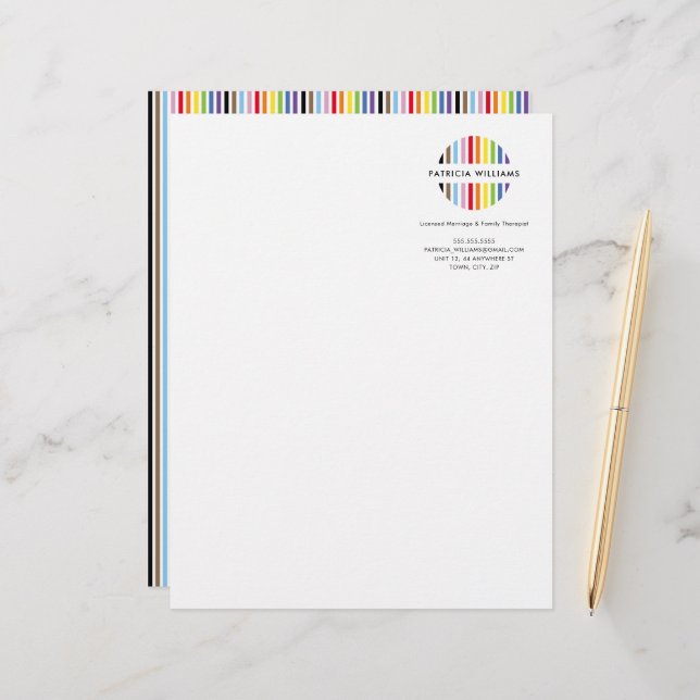 MODERN MINIMAL stripe logo rainbow pride LGBTQ Letterhead (Front/Back In Situ)