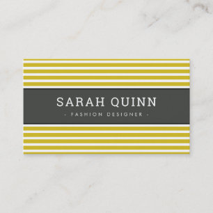 MODERN MINIMAL STRIPE mustard charcoal grey white Business Card