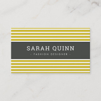 MODERN MINIMAL STRIPE mustard charcoal grey white Business Card