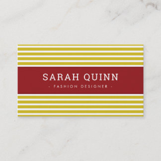 MODERN MINIMAL STRIPE mustard maroon red white Business Card