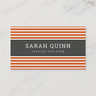 MODERN MINIMAL STRIPE orange dark grey white type Business Card